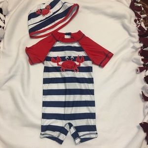 Boys swimsuit and hat. Nursery Rhyme 12 Months
